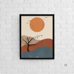 Harmony Horizon – Vibrant Tree and Mountains Poster