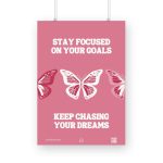 Pink Bold Retro Butterfly Motivational Quote Poster