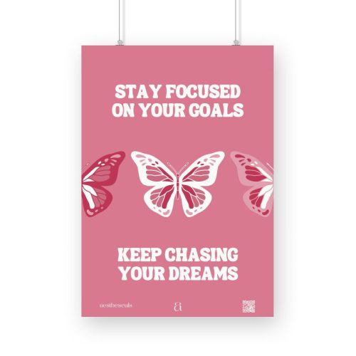 Pink Bold Retro Butterfly Motivational Quote Poster