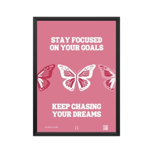 Pink Bold Retro Butterfly Motivational Quote Poster