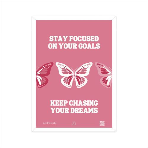 Pink Bold Retro Butterfly Motivational Quote Poster