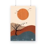 Harmony Horizon – Vibrant Tree and Mountains Poster