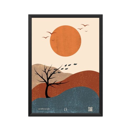 Harmony Horizon - Vibrant Tree and Mountains Poster