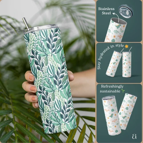 Serene Leaf Tumbler Water Bottle