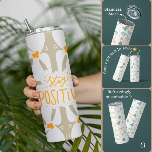 "Stay Positive" Aesthetic Tumbler Bottle by Aestheseals