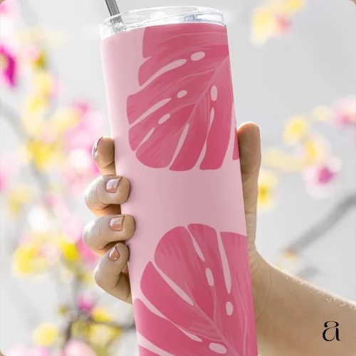 Pink Monstera Bliss Tumbler by Aestheseals