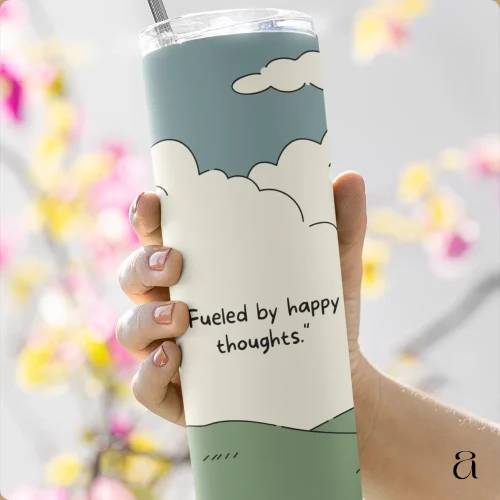 Aestheseals Green White Mountain Cloud Tumbler Water Bottle