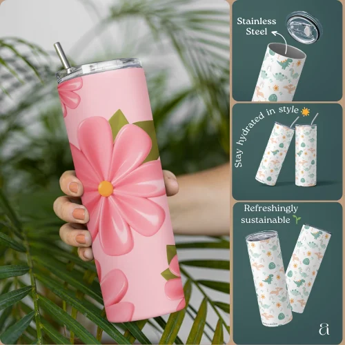 Pink Blossom 3D Tumbler Bottle by Aestheseals