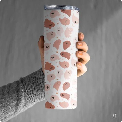 Pink Pastel Ghostly Bliss Tumbler Bottle V1 (White)