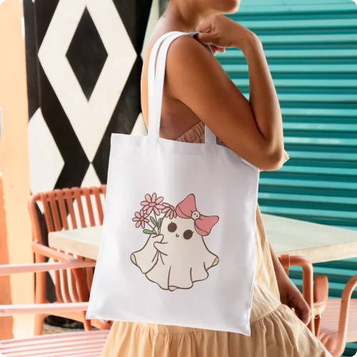 Enchanted Blossom Ghost Large Tote Bag from Aestheseals