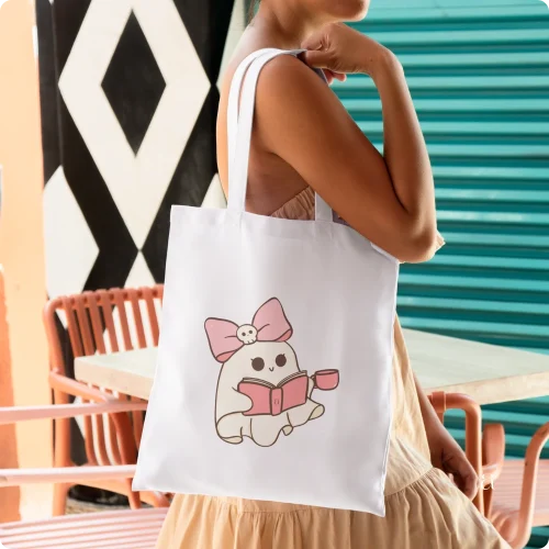 Ghostly Reader Large Tote Bag by Aestheseals