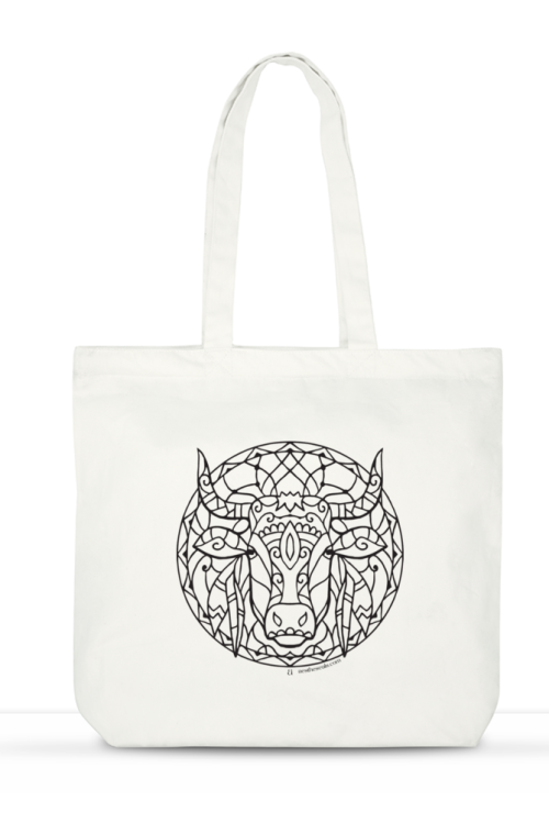 Geometric Bull Large Tote Bag by Aestheseals