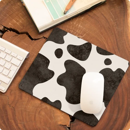 Monochrome Cow Print Mouse Pad by Aestheseals