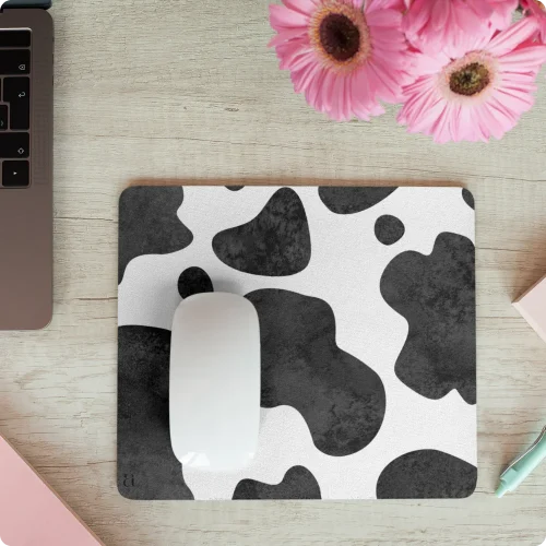 Monochrome Cow Print Mouse Pad by Aestheseals