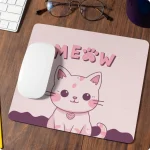 Pink Kitty ‘Meow’ Mouse Pad by Aestheseals