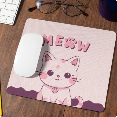 Pink Kitty 'Meow' Mouse Pad from Aestheseals