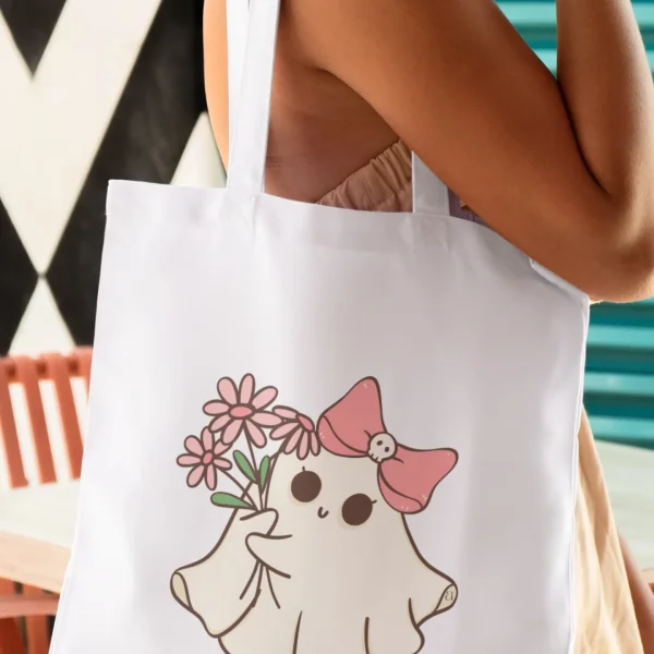 Enchanted Blossom Ghost Large Tote Bag from Aestheseals